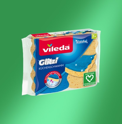 Vileda Glitzi kitchen scourer - 100% recycled fibers - #loveitclean