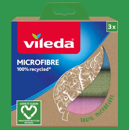 Vileda microfibre 100% recycled cloth made from PET
